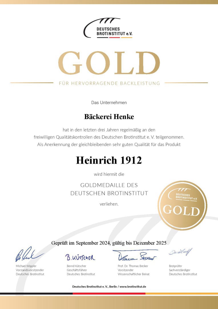 Gold Urkunde 2024 - Heinrich 1912